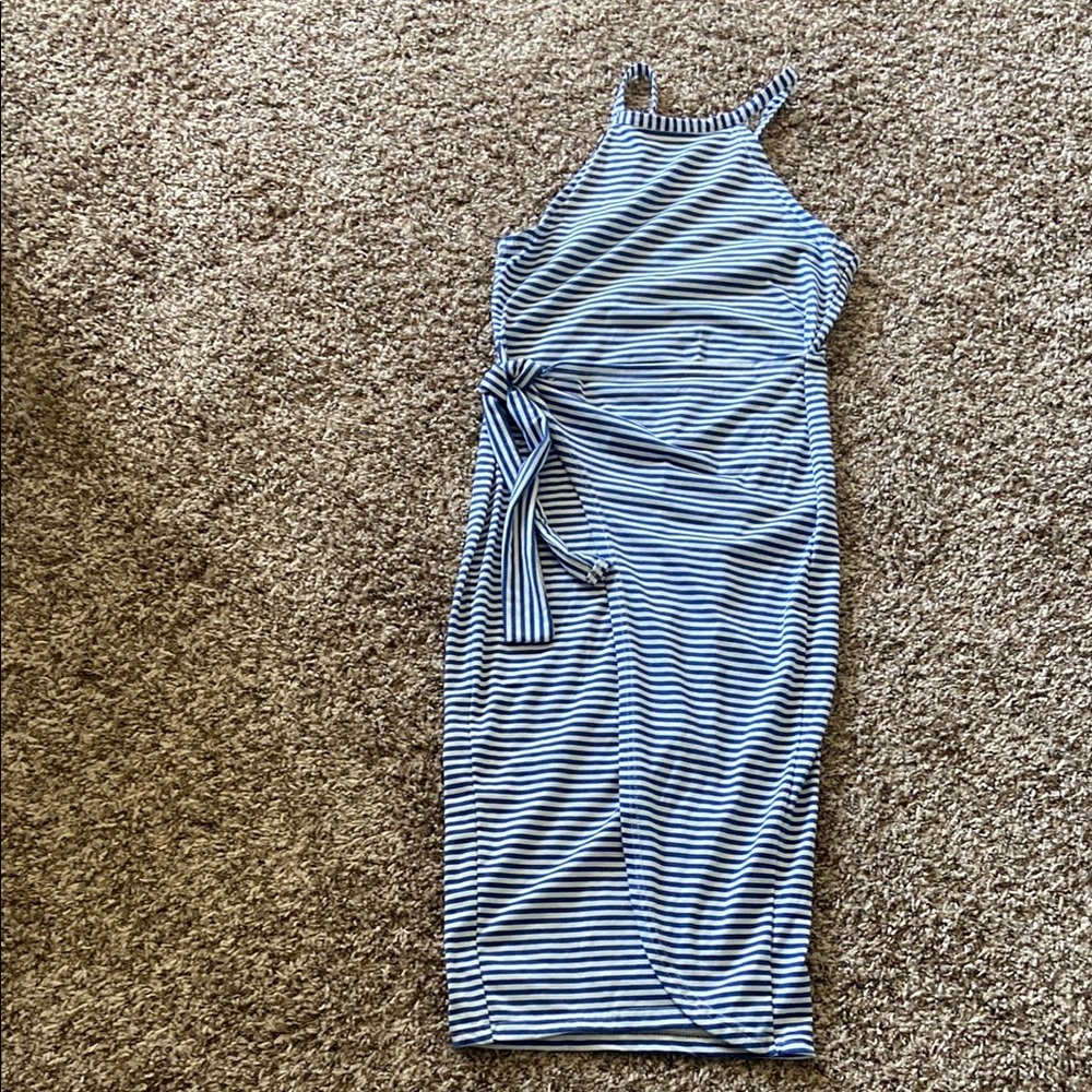 Striped Blue Midi Dress